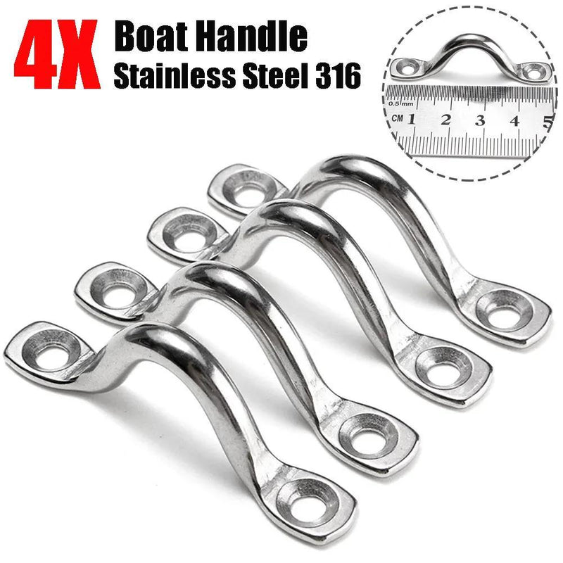 4Pcs 5mm Stainless Steel Wire Eye Strap Boat Marine Tie Down Fender Hook Canopy For RV Engines Accessories